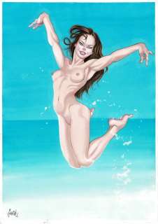 GÃ¼rsel, GÃ¼rçan - Originele aquarel - Pin-up - (2015) | Catawiki