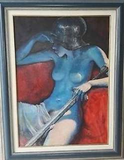 Rosinski - Origineel olieverfschilderij - Femme bleue | Catawiki