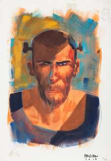 Alberto Pagliaro - Illustrazione Originale - "Frankenstein Impressionista - acrilico - 50x70cm - Loose page - Other (2019) | Catawiki