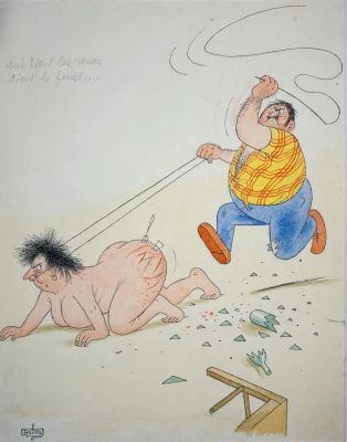 Dubout Albert. «... | Lot 33 - DUBOUT Albert. « Qui tient les rènes tient le fouet…... | Art Valorem