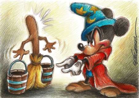 Mickey Mouse The Sorcerer’s Apprentice - Original Drawing - Joan Vizcarra - Original Art | Catawiki