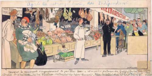 Pinchon Joseph P. (1871-1953) - PINCHON Joseph P. Â«Après la Rétrospective des IndépendantsÂ». Gouache&h