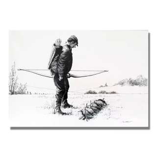 Claude Serre | LOT 31 « chasseur à l’arc » planche originale de Claude SERRE publiée dans album « chasse et pêche » 1997 ed. Glénat – Rare signé (taille 32×25 cm) plume encre de chine | Serre