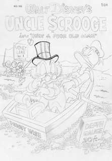 Uncle Scrooge in "ONLY A POOR OLD MAN" - Original Preliminary Cover - Jaume Esteve Signed - Pencil Art