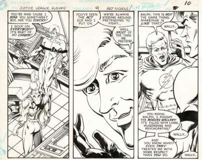 ART NICHOLS Planche originale 11x17 - 28x44 cm - JUSTICE LEAGUE EUROPE #9 - Loose page - First edition - (1989) | Catawiki