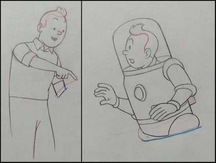 Tintin - 2 Original drawings - Tintin - On a marché sur la lune - (1960’s) | Catawiki