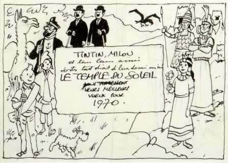 Hergé | Tintin - Le temple du Soleil Encre de Chine pour le dessin préparatoire | Millon