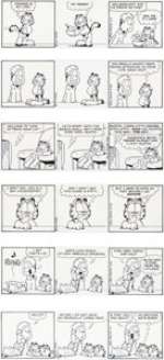 Davis, Jim | Jim Davis Garfield Consecutive Daily Comic Strip Original Art Group of 6 (PAWS, 2011).... (Total: 6 Original Art) | Heritage