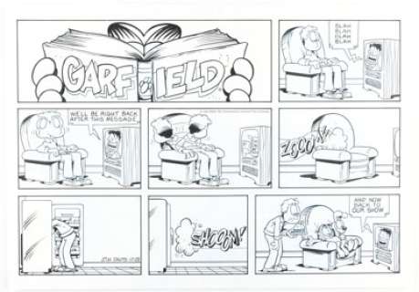 Davis, Jim | Jim Davis Garfield Sunday Comic Strip Original Art dated 10-29-95 (PAWS/Universal Press Syndicate, 1995).... | Heritage