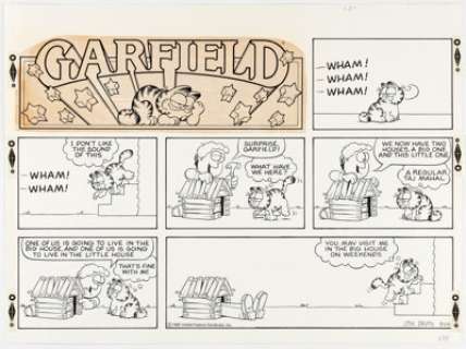 Jim Davis Garfield Sunday Comic Strip Original Art dated 9-26-82 (United Feature Syndicate, 1982). | Heritage