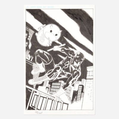 Ed McGuinness | Daredevil #10 Tsum Tsum Takeover Variant Cover Original Art (Marvel Comics, 2016) | Landry Pop Auctions