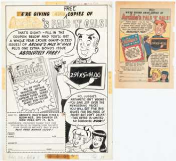 Harry Lucey Archie’s Pals ’n’ Gals House Ad Illustration Original Art (Archie, 1959-1962). (Total: 2 Original Art) | Heritage