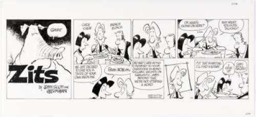 Jerry Scott and Jim Borgman Zits Sunday Comic Strip Original Art dated 2-22-98 (King Features Syndicate, 1998). | Heritage