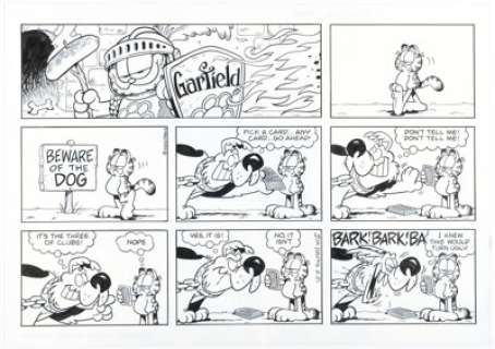 Jim Davis Garfield Sunday Comic Strip Original Art dated 2-21-10 (PAWS, 2010). | Heritage