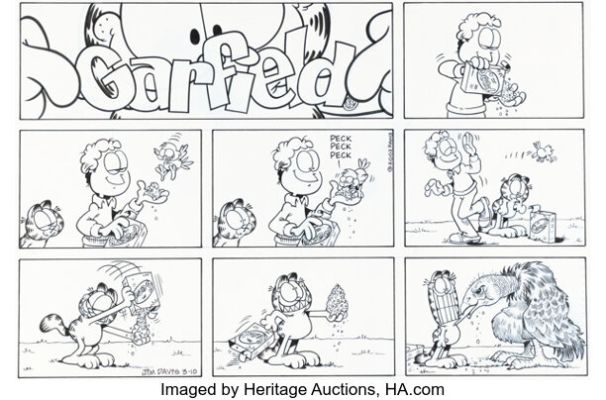 Jim Davis Garfield Sunday Comic Strip Original Art dated 3-10-02 (PAWS, 2002). | Heritage