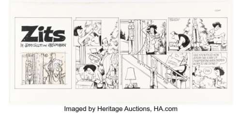 Jerry Scott and Jim Borgman Zits Sunday Comic Strip Original Art dated 1-2-00 (King Features Syndicate, 2000). | Heritage