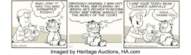 Jim Davis Garfield Daily Comic Strip Original Art dated 4-7-84 (United Feature Syndicate, 1984). | Heritage