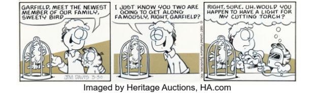 Jim Davis Garfield Daily Comic Strip Original Art dated 3-30-87 (United Feature Syndicate, 1987). | Heritage
