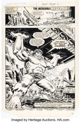 Mark Gruenwald and John Romita Sr. Questprobe #1 Hulk Story Page 4 Original Art (Marvel, 1984).