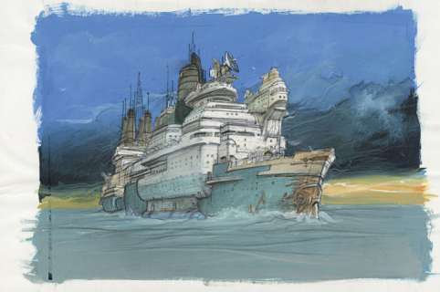 *Enki Bilal Né En 1951 Bateau Encre de Chine, Gouache Et Crayon Pour Une Illustration Réalisée En 1992. Petites Pliures Mar... | Bateau | Artcurial
