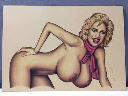 Big Boobs - Original Colored Drawing Pin-up Illustration, Signed - Loose page - First edition | Catawiki