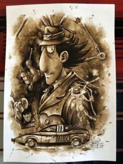Original Coffee Painting - INSPECTOR GADGET - Coffeenktober 2020 (Inktober) (2020) | Catawiki