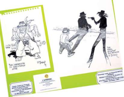 Boucq - Â«Jérôme MoucherotÂ». Deux crayonnés Ã  la mine de plomb. Format 30