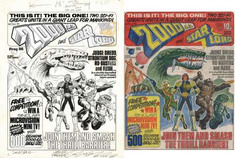 Dave Gibbons - 2000ad prog 86 - historic starlord / 2000ad merger issue cover! First strontium dog , ro busters (abc warriors) , judge dredd , and flesh! - dave gibbons - watchmen