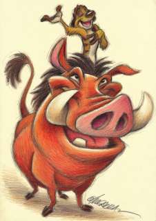 Joan Vizcarra | The Lion King: Simba, Pumbaa & Timon - Original Drawing - Joan Vizcarra | Catawiki
