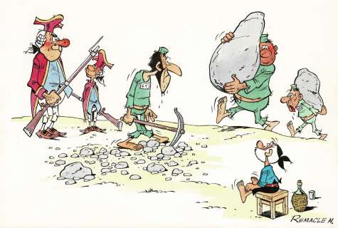 Remacle - Lot 470 - Le Vieux Nick et barbe-Noire, dessin original à l’encre de chine et à l’aquarelle.