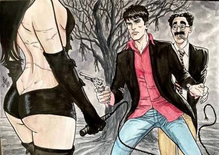 Daniele Statella | Dylan Dog - D. Statella - Illustrazione originale "tributo a Dylan Dog-Mater Morbi" - Exemplaire unique | Catawiki