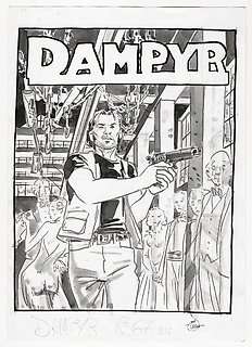 Enea Riboldi | Dampyr # 67 - Enea Riboldi - preliminare di copertina "Danza con la Morte" - Exemplaire unique - (2005) | Catawiki