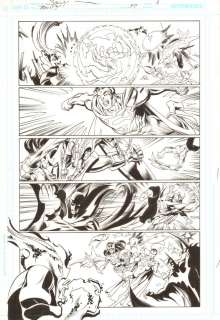 Art Thibert, Mark Bagley - trinity #47 p. 6 - superman, batman, and wonder woman vs. Krona & despero - 2009 signed by mark bagley