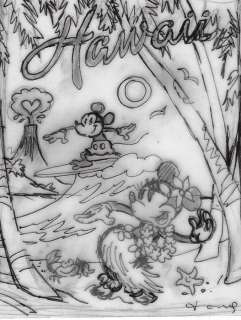 Tony Fernandez, Disney Artist | Mickey & Minnie Love In Hawaii - Original Sketch - Tony Fernandez | Catawiki