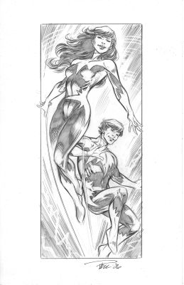 Paul Pelletier | Sketch Pin-Up, Aurora and Northstar 2 | Paul Pelletier