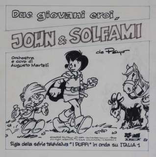 Studio Peyo | Johan et Pirlouit / Johan en Pirrewiet - Originele tekening voor vinyl single - John & Solfami - (1984) | Catawiki