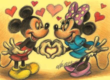 Joan Vizcarra | Mickey & Minnie Love Language - Original Drawing - Joan Vizcarra | Catawiki