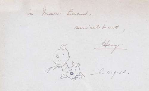 Hergé | Tintin, ancienne illustration Ã  l’encre noire… | Millon