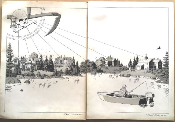 Paul Kirchner | Inside cover – Double Spread ‘Murder by remote control’ | Thornbush Art