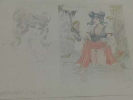 Leone Frollo | Leone Frollo - Illustrazione originale "Erotismo di Biancaneve" Firmata - Page volante | Catawiki