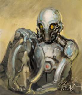  - Michael Whelan (American, b. 1950) and Bob Eggleton (American, b. 1960)
 Robot‘s Dream
 Oil on canvasboard
 20-3/4 x...