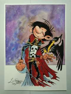 Di Matteo, Leonardo | Di Matteo, Leonardo - Dessin original couleur - Hommage Ã  Franquin et Matsumoto - Gaston Albator - (2021) | Catawiki