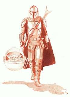 Diego Septiembre (DS) - The Mandalorian & Grogu [Star Wars] - Large Original Sanguine - Diego Septiembre - Signed - 70 x 50 cm