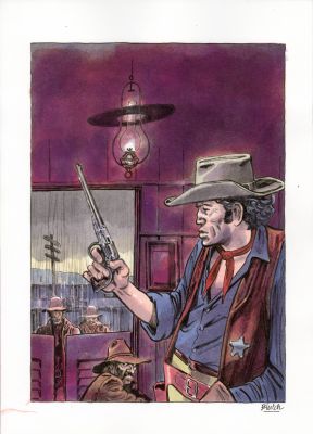 Blutch | hommage à Blueberry – Illustration originale | Galerie Barbier