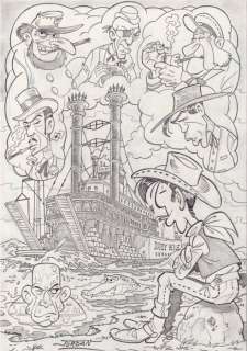 Jordan, Julian | Jordan, Julian - Original drawing - Lucky Luke - Mississippi River | Catawiki