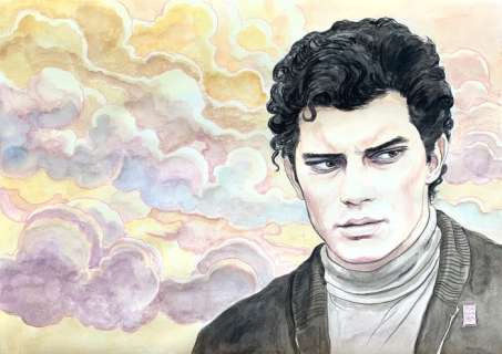 Milo Manara | Milo Manara - Illustrazione originale "Ritratto: Luigi Tenco - Festival di Sanremo" - Page volante - Exemplaire unique - (2018) | Catawiki