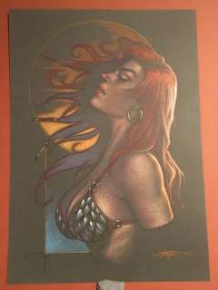Luca Strati | Red Sonja - L. Strati - original color artwork - cm 30x42 - Page volante - Exemplaire unique (2019) | Catawiki