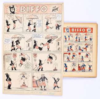 Biffo The Bear original artwork drawn and signed by Dudley Watkins for The Beano Book 1953 pg 49. | Comic Book Auctions ltd