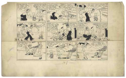 Chic Young Hand-Drawn ’’Blondie’’ Sunday Comic Strip From 1935 -- Blondie’s Forgetfulness Causes Problems for Dagwood | Nate Sanders