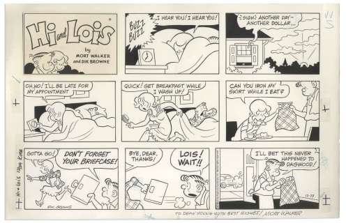 ‘‘Hi and Lois‘‘ Sunday Comic Strip, Gifted by Mort Walker to ‘‘Blondie‘‘ Writer Dean Young -- Last Panel Shows Hi Saying ‘‘I‘ll bet this never happened to Dagwood!‘‘